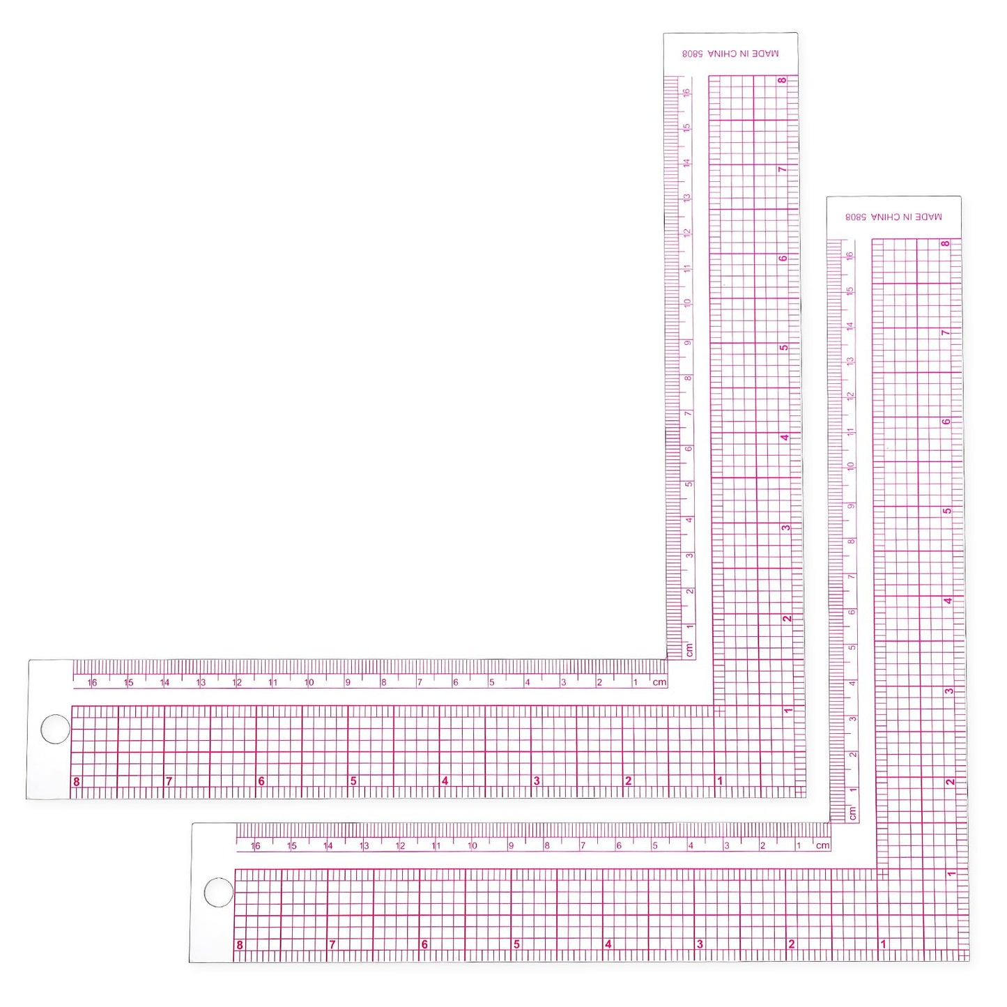 Mabor 2Pcs Clear Sewing Ruler, L-Square Plastic Measure Ruler 90 Degree