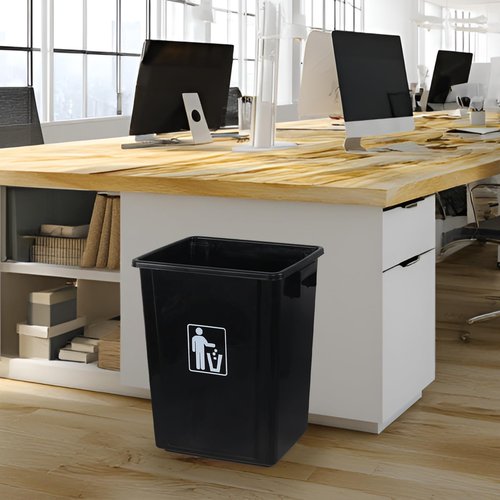 Ysmiltion 10 Gallon Plastic Kitchen Wastebasket, Large Plastic Wastebasket, 4 Packs, Black