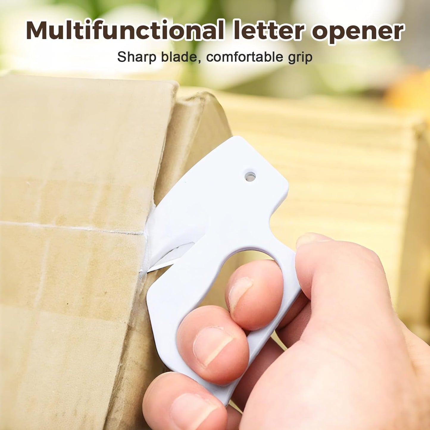 Skiennix Letter Opener - 5PC Plastic Envelope Slitter with Safe Blade - Black Mail & Paper Cutter