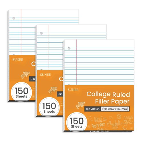 SUNEE 3 Ring Binder 2 Inch & Loose Leaf Paper College Ruled Paper, Office Binder Supplies