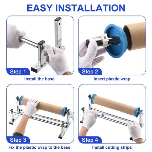 PATIKIL 17inch Stretch Wrap Dispenser, Table Stretch Film Dispenser Desktop Wrapping Packing Machine Pallet Wrapper Stainless Steel with 4pcs Film Slide Cutter for 40cm/15.7in Width Wrap