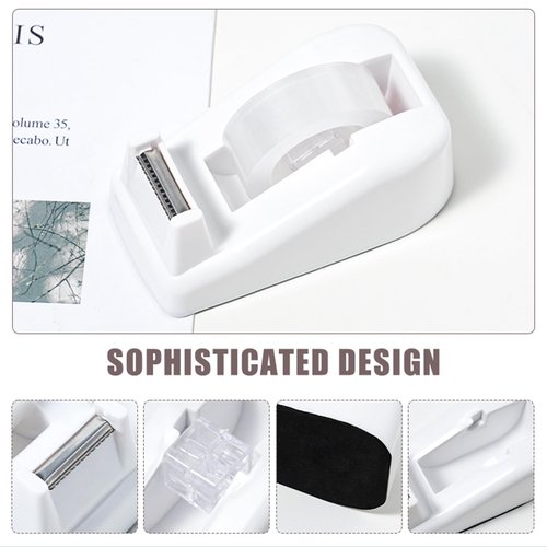 COMFYROOM Desk Accessories with Pen Holder, Office Supplies Desk Organizers and Accessories, Tape Dispenser, Stapler, Staple Remover, Staples, Clips Set, Ruler, Scissor, Pen, Tape (White)
