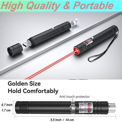 NHOEBICK Red Laser Pointer High Power Long Range, Red Light High Power Laser Pointer Rechargeable for Presentations Outdoor Cats Dogs Pets Cat Toys