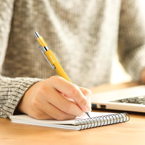 Outus Mechanical Pencils - 8 Pcs Metal Retractable Drafting Set for Writing & Drawing | 0.9 mm, Yellow