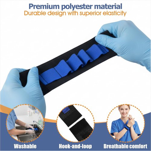 Phlebotomy Tube Holder Wristband - Hands-Free Blood Draw Accessory with 8 Collection Tubes | Ideal for Nursing Students & Training Labs (5 Pcs Set)