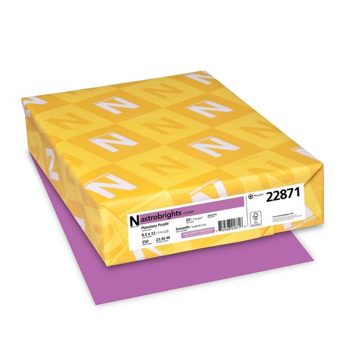 Astrobrights Colored Cardstock 8.5x11" FSC® Pulsar Pink™ 250 Sheets & Neenah 22871 Color Cardstock 8.5x11" Planetary Purple 250 Sheets