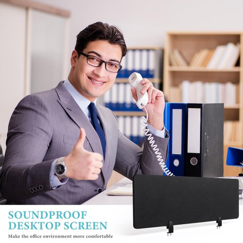 Wesiti 2 Pcs Acoustic Desk Divider Noise Reducing Desk Privacy Panel for Student Table Standing Sound Proof Divider Desktop Claw Office Furniture Partition for Classroom(Black,47.24 x 15.75 Inches)