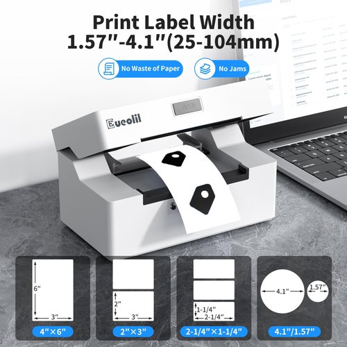 EueoLil 4×6 in Bluetooth Shipping Thermal Label Printer,Portable Label Makers for Small Business,Compatible with Android、iPhone、Windows＆Mac,Widely Used for Home＆Small Businesses and Office