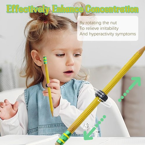 Adhd Pencil - Threaded Pencils for Adhd & Anxiety, Silent Sensory Tool for Stress Relief, Threaded Fidget Pencil Perfect for School Office Home, Essential Tools for the Classroom (5Pcs)