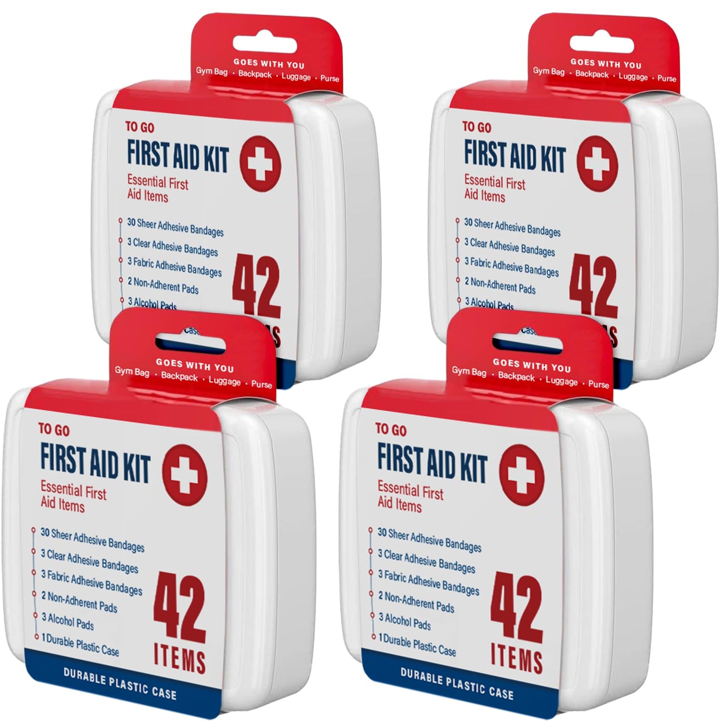 DecorRack 4 Pack Mini First Aid Kits, Small Travel Size Kit, First Aid Patch with 168 Items, Durable Plastic Box Perfect for Car, Home, Boat, or Camping, (168 Pieces, 4 Pack)