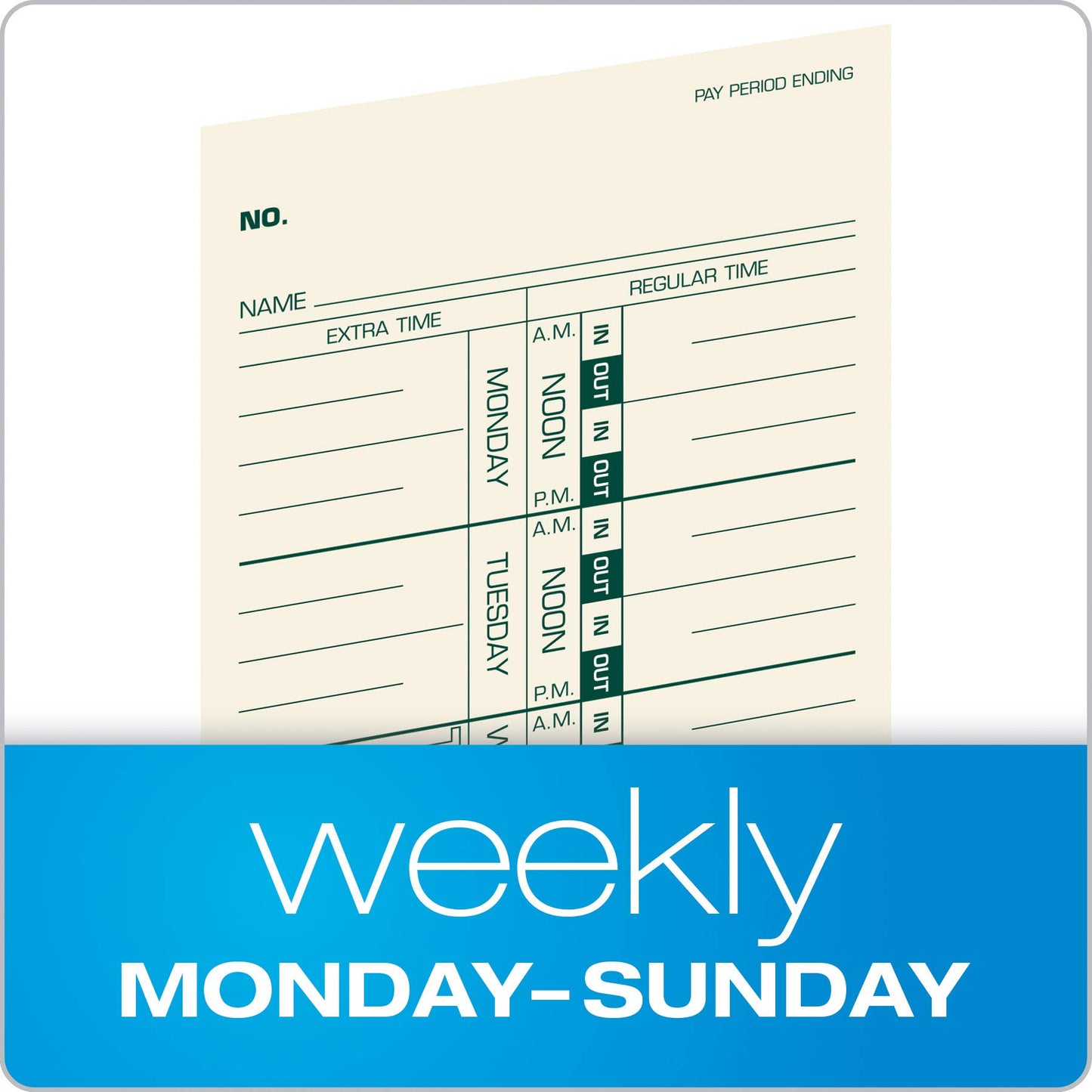 TOPS Weekly Employee Time Cards - One Sided Time Tracking Cards, Green Ink Print, 9" x 3.5", Manila Stock, Payroll Attendance Record, Ideal for Small to Large Businesses - 500 Cards (Pack of 1)