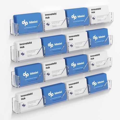 HIIMIEI Business Card Holder for Wall: Acrylic business card holder wall mount, 2 Pack Clear Hanging Rack Card Holder Display, Horizontal Multiple Business Card Holder Organizer for Office (8 Slots)