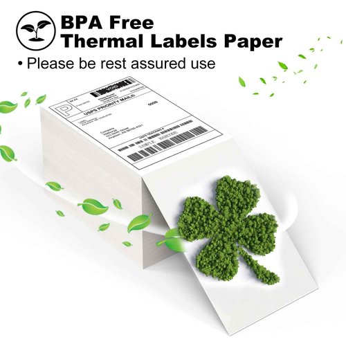 BESTIKER 4”x6” Thermal Labels 4000 Labels, Shipping Label Thermal Paper for Thermal Printers Zebra & Rollo (4 Packs of 1000)