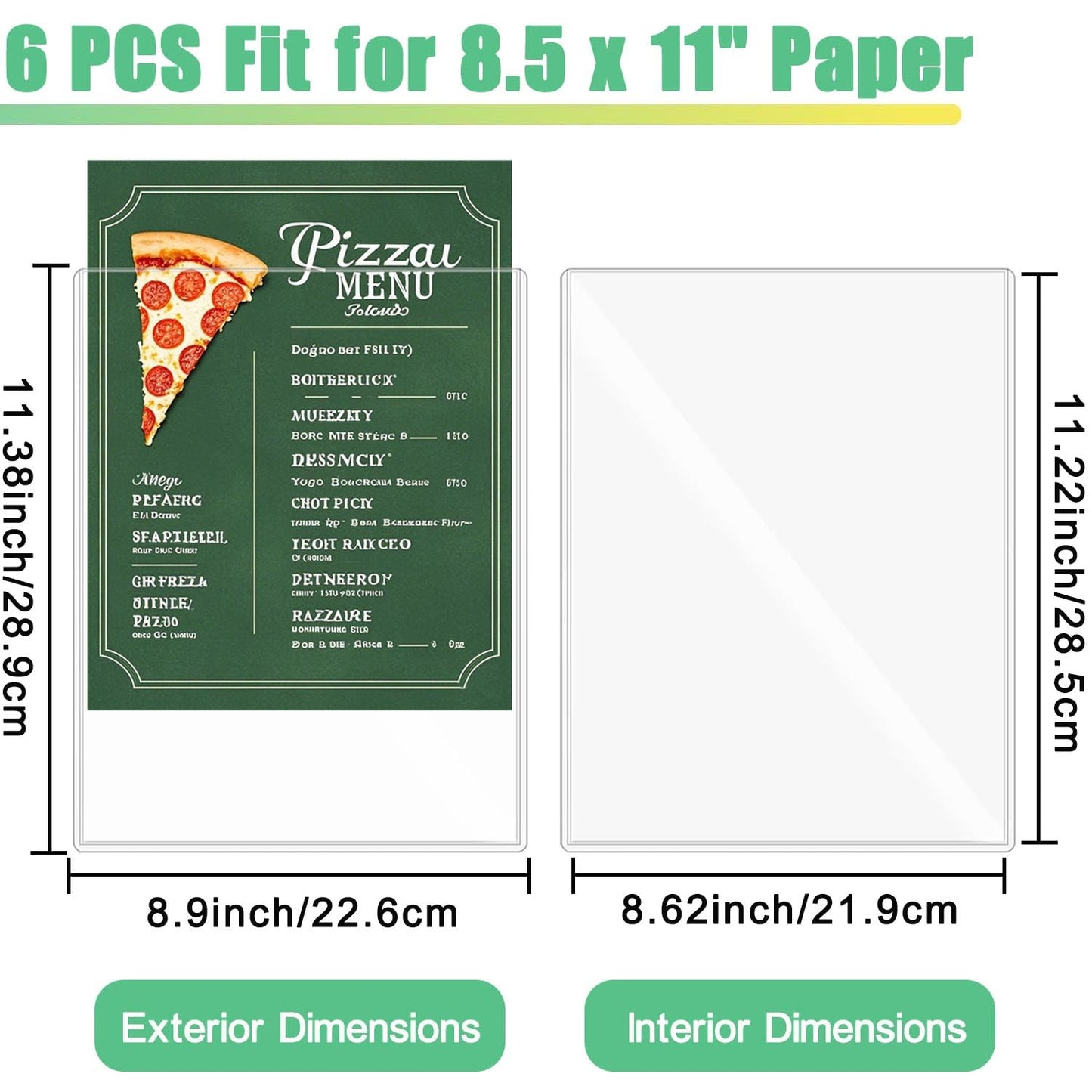 6-Pack 8.5" x 11" Rigid Print Protectors, Transparent Hard Plastic Page Sheet Protectors, Clear Plastic Sleeves for Paper Photo Poster, Protective Covers for Document Certificates