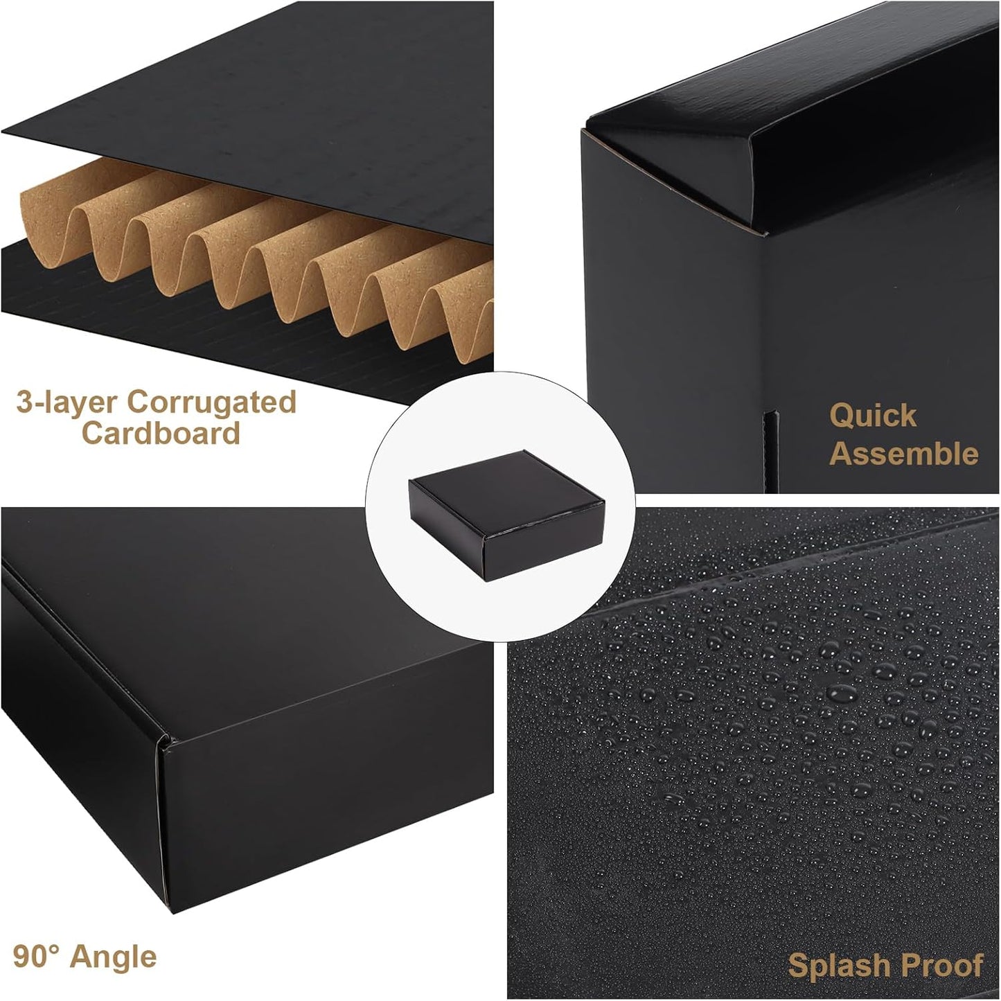ZBEIVAN Black Shipping Boxes - 6x6x2 Corrugated Cardboard Mailers for Small Business Packaging | Set of 50