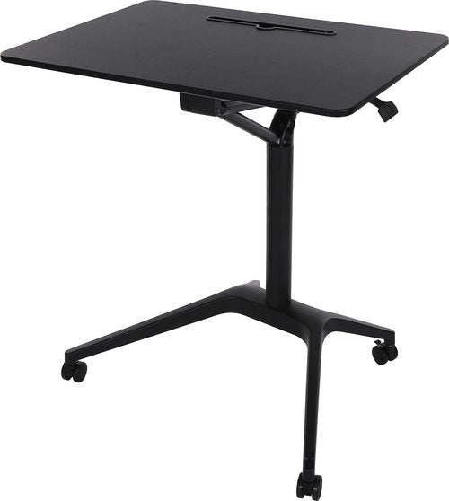 ApexDesk Mobile Pneumatic Laptop Rolling Desk 28” Wide Desktop 33.5” to 45.5” Height Adjustable Sit-to-Stand Ergonomic Design with Tablet Slot & Lockable Wheels for Office & Classroom
