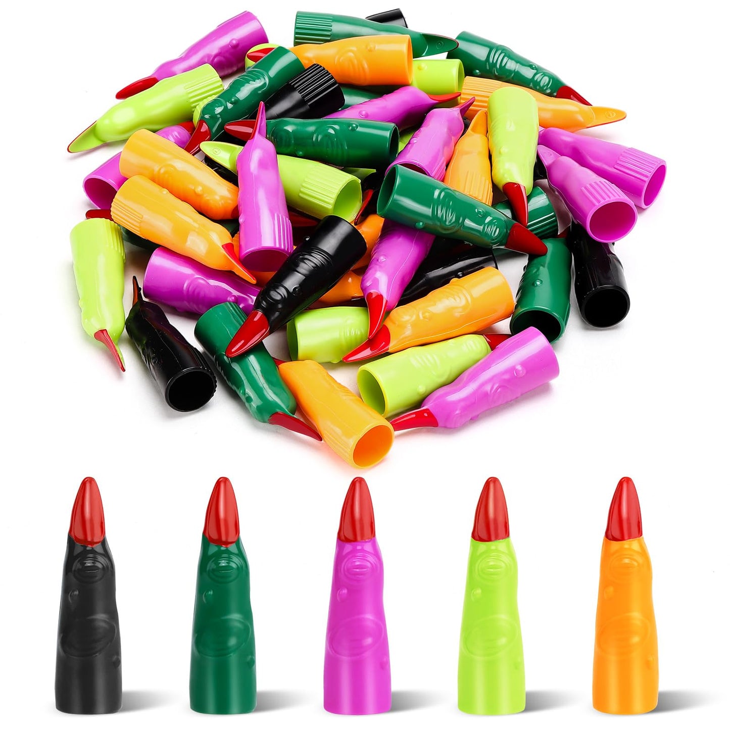 50 Pcs Witch Fingers Multicolor Finger Pointers for Reading