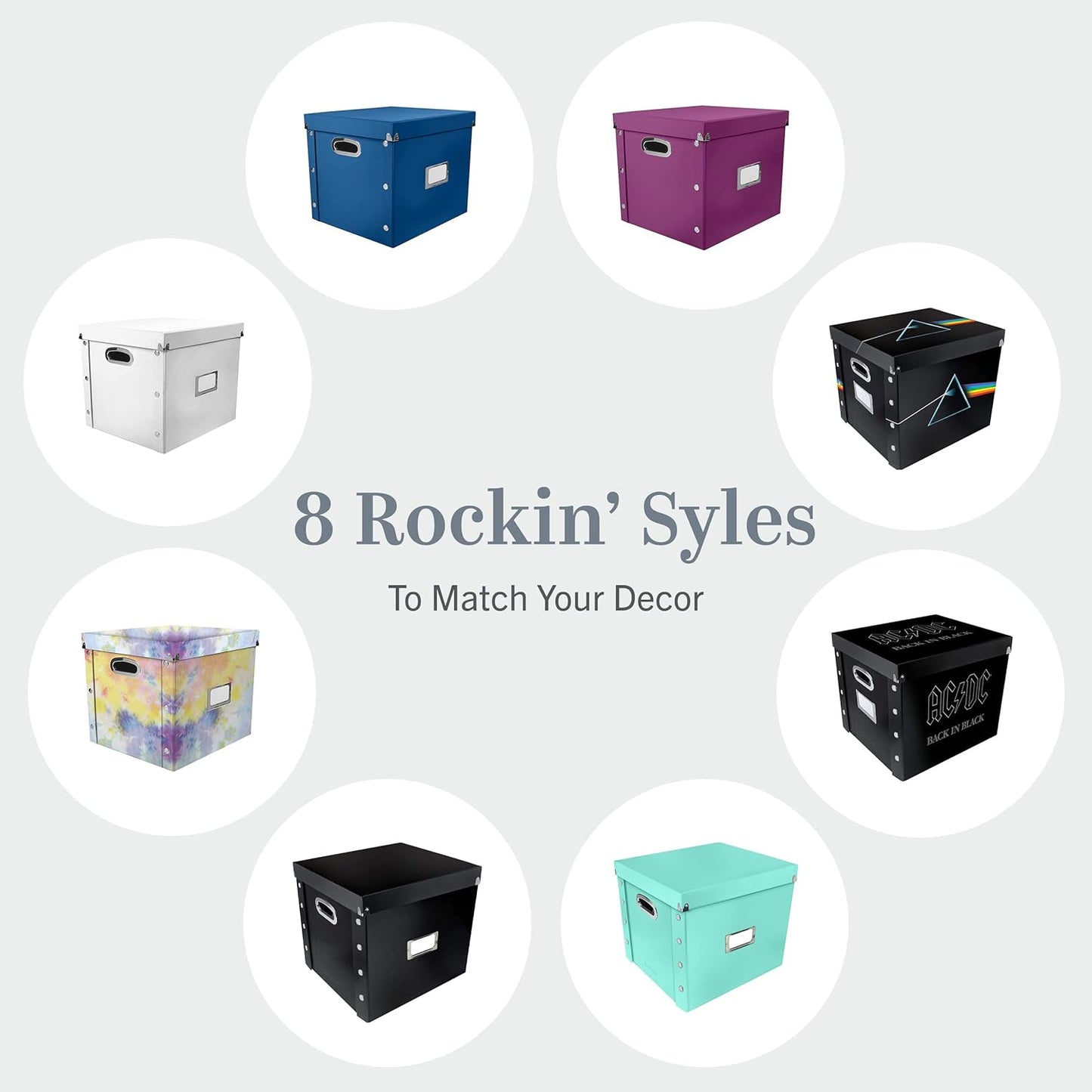 Vinyl Record Storage Box - 12-Inch Capacity | Holds Up to 75 Albums - Black