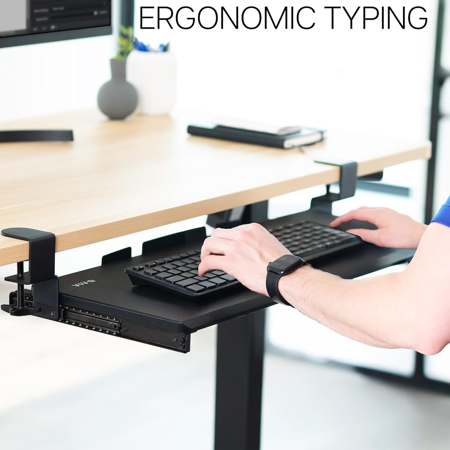 VIVO Large Keyboard Tray - Sturdy Under Desk Pull-Out Platform with C Clamp Mount | 27 x 11 Inch, Black
