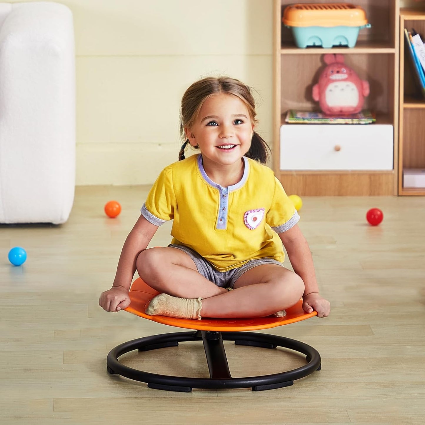 VEVOR Elephant Kids Swivel Chair - 360° Spinning Sensory Toy for Autistic Kids | 220 LBS Capacity, Orange