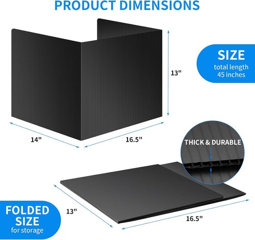 Skiennix 24 Pack Black Desk Dividers - Durable Waterproof Privacy Shields for Students | Includes 10 Extra Labels