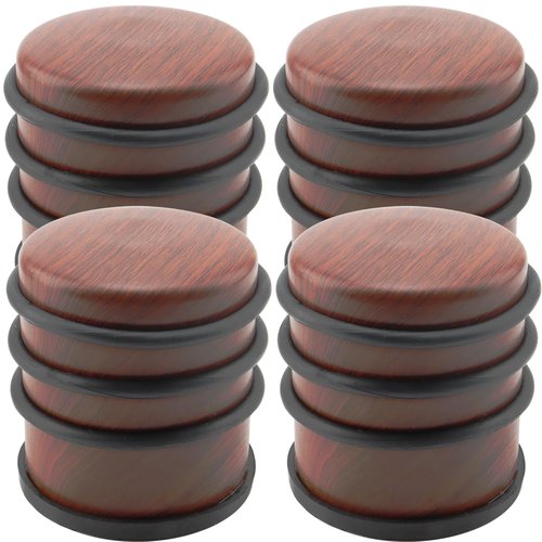 KINJOEK 4 PCS 1KG Heavy Duty No Drill Door Stopper, Stainless Steel Door Stop, Surrounded with Protective Rubber Bands Anti-Slip Door Wedge for Office, Home, Garage, Laundry Door, Brown Te