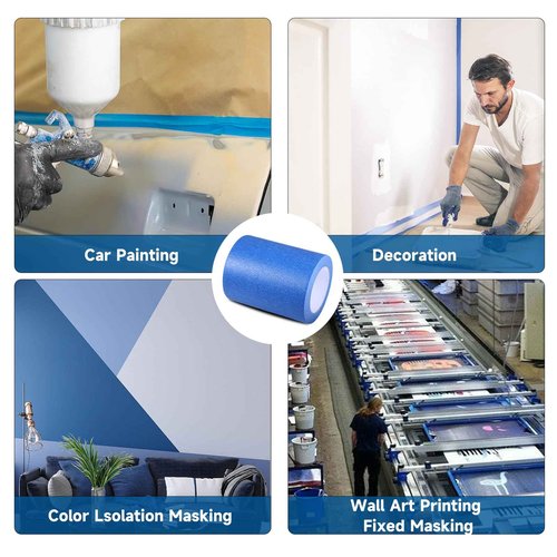 Pueatte Wide Blue Painters Tape, 12 Inch x 55 Yards, Wide Masking Tape for 3D Printing, Laser Cutting, Painting, Crafting, Labeling, Packing, Office, School, Home Use, Removes Cleanly for 21 Days