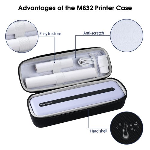 Phomemo Carrying Case, Compatible with TATTMUSE A285M/M832/M834/M835/M832D Portable Printers - Wireless Mobile Travel Storage for Printer, Paper & USB Cable - Box Only