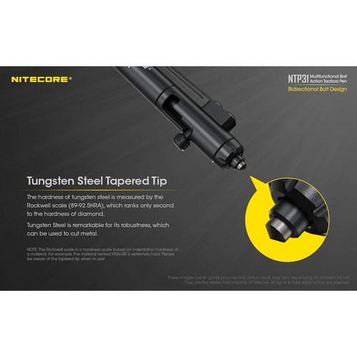 Nitecore NTP31 Bolt Action Tactical Pen with Tungsten Steel Glass Breaker with NitecoreSt Sticker