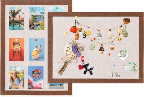 Felt Bulletin Board | Self-Adhesive Corkboard with 35 Push Pins - 15.7'' x 11.8'' for Home & Office Decor (2 Pack)