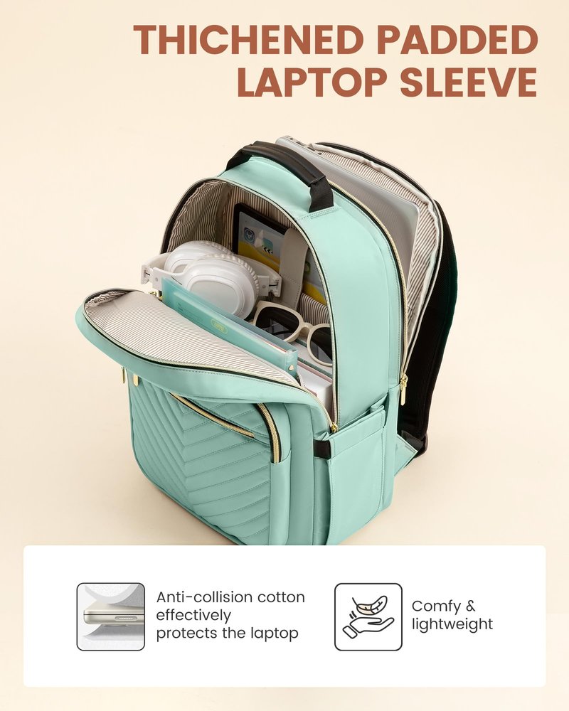 LOVEVOOK Laptop Backpack for Women with Giant Tumbler Holder 15.6 inch,Designer Travel Backpack Laptop Bag College Backpack,Quilted Work Nurse Teacher Backpack Purse Computer Bag Daypack,Taro Purple