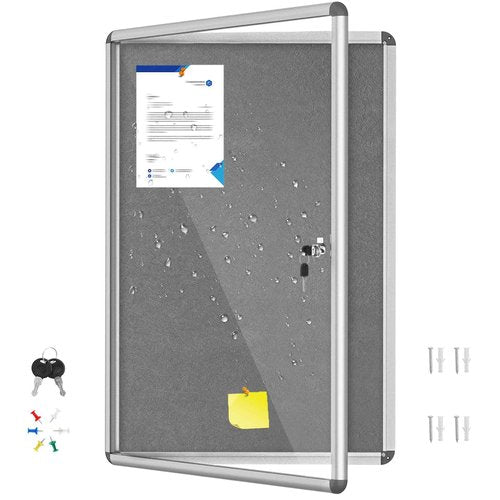 Benut 36"x24" Enclosed Bulletin Board with Locking Door, Tamper-Proof Dispaly Case, Aluminium Frame, Outdoor Bulletin Board Weatherproof, Lockable Cork noticeboard for School,Office,etc