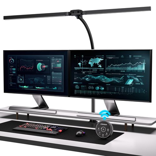 EYOCEAN Desk Lamp with Clamp, 31.5" LED Desk Lamp for Home Office, 24W Gesture Sensing Control Desk Light, Dimmable & Color Temperature, Eye-Caring Office Lamp, Brightest Architect Lamp for Screen