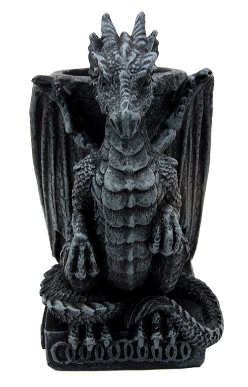 Ebros Medieval Fantasy Smaug Dragon Stationery Holder Statue Gothic Dragons Organizer Office Desktop Pen Pencil Holder Figurine 4.75" Tall Gothic Gargoyle Sentry