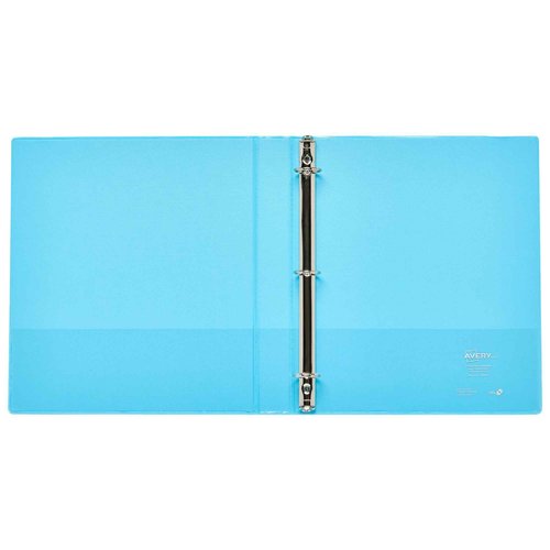Avery Luxe Collection Durable Holographic 3 Ring Binder, Customizable View Cover, 1 Inch Round Rings, 1 Holographic Aqua Binder (03224) (Pack of 6)
