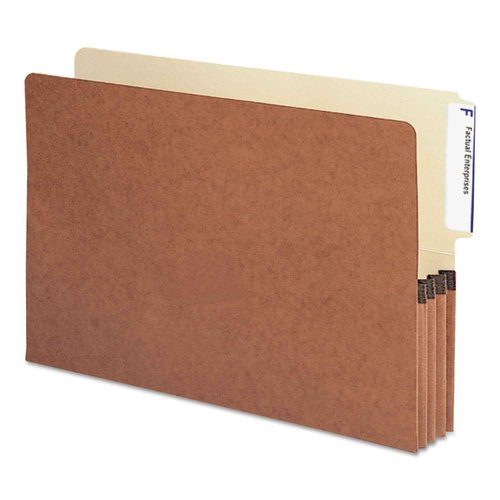 Smead End Tab File Pocket, Reinforced 4"-High Tab Top Position, 3-1/2" Expansion, Legal Size, Redrope with Manila Liner, 10 per Box (74624)