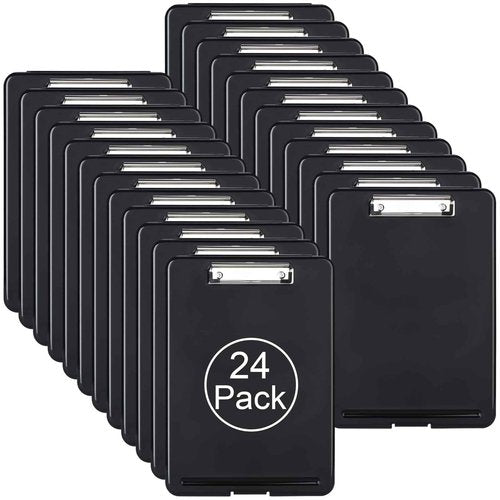 ZCZN Plastic A4 Form Storage Box Case, Clipboard Case, Bulk clipboard Set Suitable for School,Utility,Industrial Office, Medical Personnel,Black,24 Pack