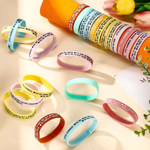 Ecation 36 Pcs Mental Health Awareness Wristbands - Motivational Silicone Bracelets for Events & Gifts