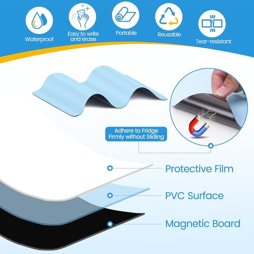 Magnetic White Board by [Brand Name] - Reusable Dry Erase Board with 4 Markers & Towel | 8.5 x 14 Inch