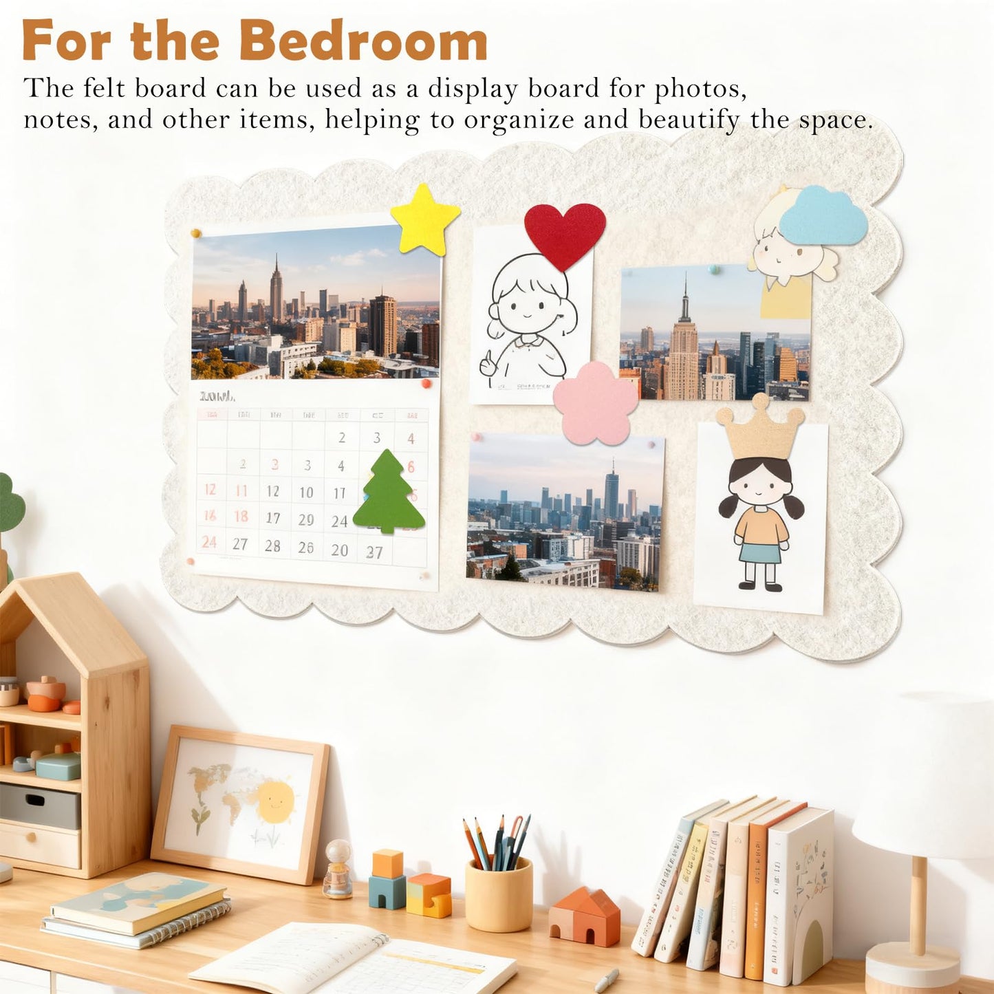 Felt Bulletin Board 36"×24" Large Pin Cork Boards for Walls Decor(with 30 Pcs Push Pins) Picture Photo Wall Display Notice Vision Board Office Supplies Accessories Kitchen,Classroom,Home,Room Decor