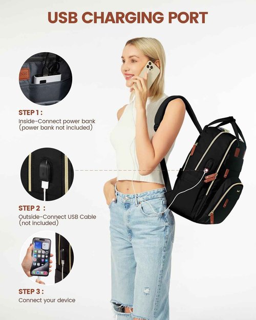 LOVEVOOK Laptop Backpack for Women & Men, Unisex Travel Anti-theft Bag Business Computer Backpacks Purse College Bag, Casual Hiking Daypack with Lock, 17 Inch, Black