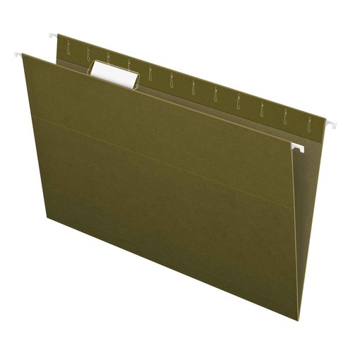 Pendaflex Extra Capacity Reinforced Hanging File Folders, 2", Legal Size, Standard Green, 1/5 Cut, 25/BX (4153x2) & Recycled Hanging Folders, Legal Size, Standard Green, 1/5 Cut, 25/BX (81622)
