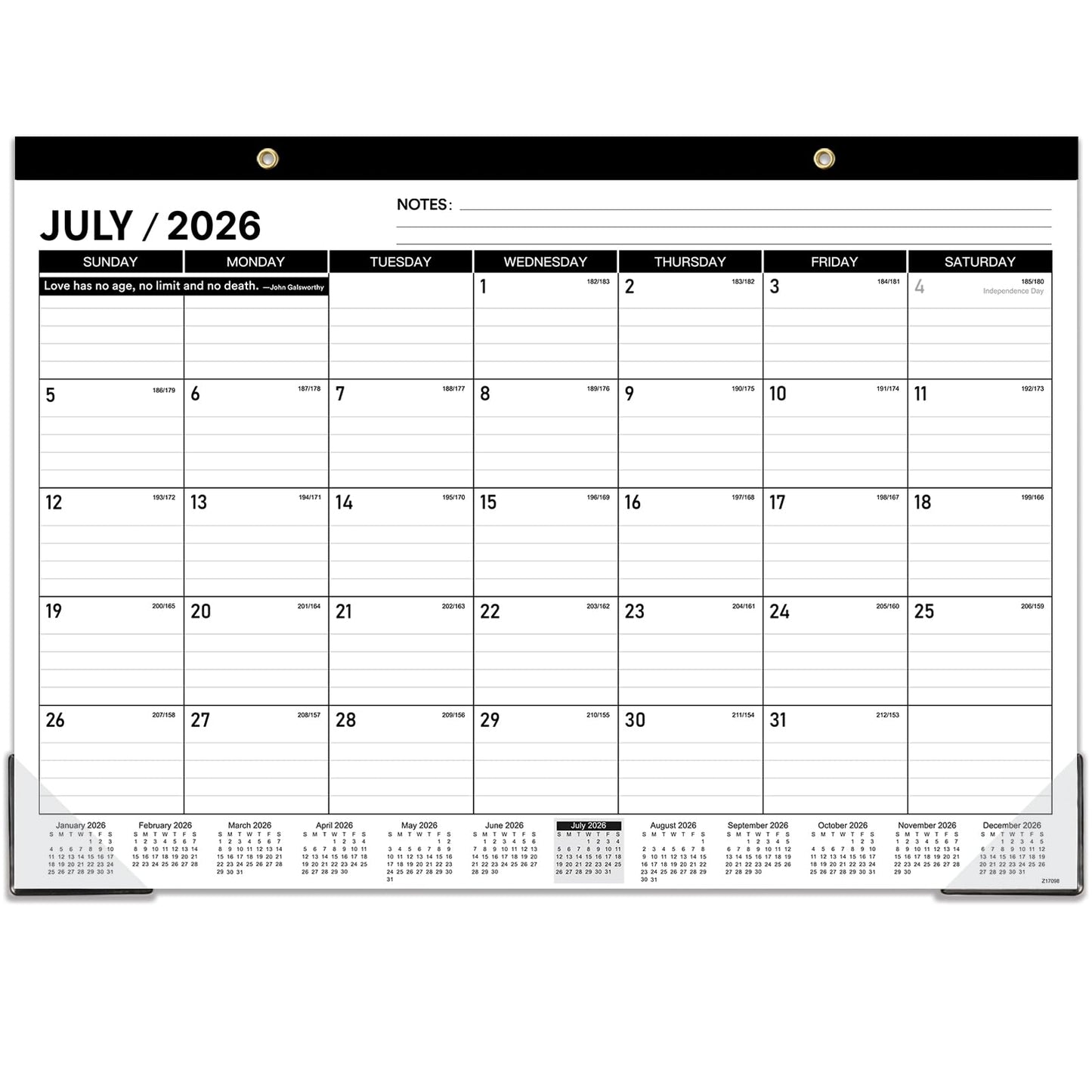 Desk Calendar 2026-2027 - JUL. 2026 - DEC 2027, 18 Months Large Desk Calendar 2026-2027, 17" x 12", Desk Pad, Large Ruled Blocks, to-do List & Notes, Best Desk/Wall Calendar for Planning or Organizing