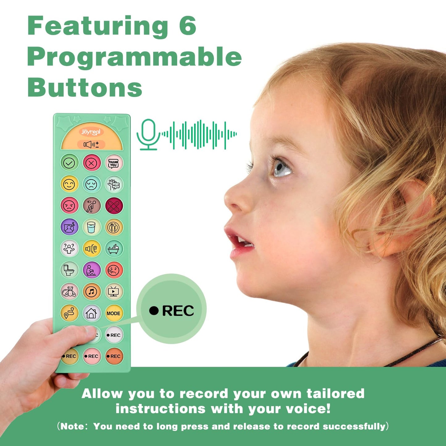 Joyreal AAC Device for Autism, Non Verbal Communication Tools for Speech Therapy&Stroke Rehab. Autism Talking Aids with 6 Programmable Buttons & Adjustable Volume for Kids&Adults(EN/ES Voice Switch)