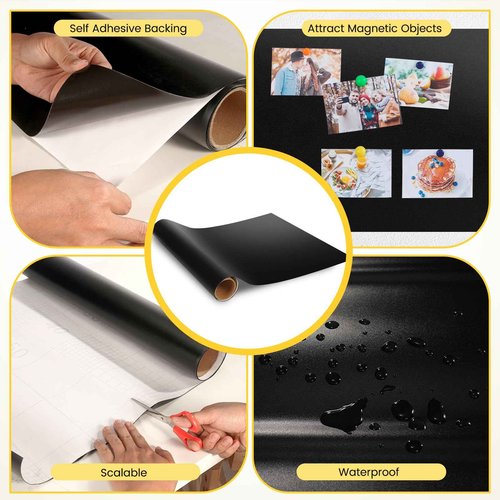LYZZXI Magnetic Chalkboard Contact Paper for Wall, 48" X 36" Adhesive Blackboard Sticker, Chalk Board Magnet Wall for Kids Playroom Classrooms, Includes Dust-Free Chalks & Wipe Cloth & Magnet