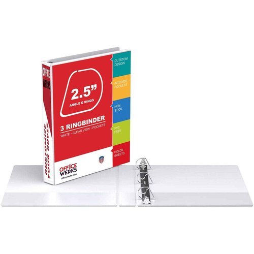 Performore 3 Ring Binder, Professional Angle D Ring 2.5 Inch, Presentation Folder for Standard Pages 8.5 x 11 with Pockets, Crystal Clear View White (4 Pack) - Ideal for Office Supplies