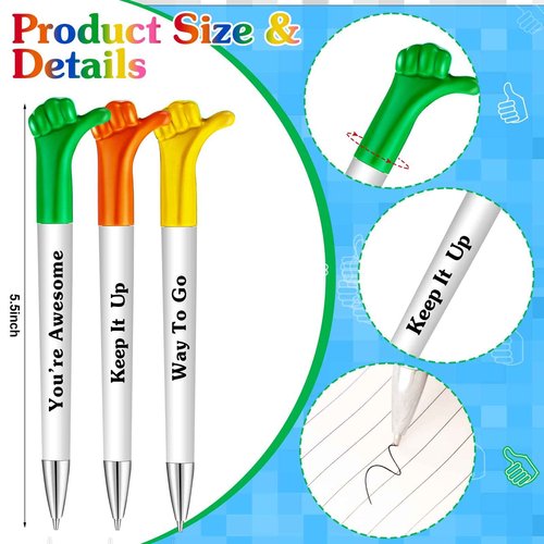 Woanger Inspirational Quotes Thumbs up Pens Thank You Gifts Bulk Employee Appreciation Motivational Ballpoint Pen for Appreciation Back to School Gift Student Teacher Nurse Coworker(120 Pieces)