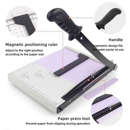 ZEQUAN A4 Paper Cutter Heavy Duty Metal Base, Stack Paper Trimmer Guillotine 13" Cutting Length, Guillotine Paper Slicer Cutter, 10 Sheet Capacity, for Office Home or School