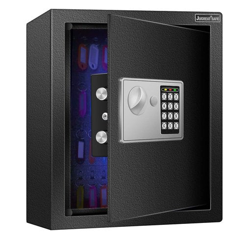 JUGREAT 80 Keys Cabinet with Sensor Light,Electronic Key Safe,Pin Code Keyless Storage Box for Keys,Secure Wall Mount Safe with 80 Key Tags