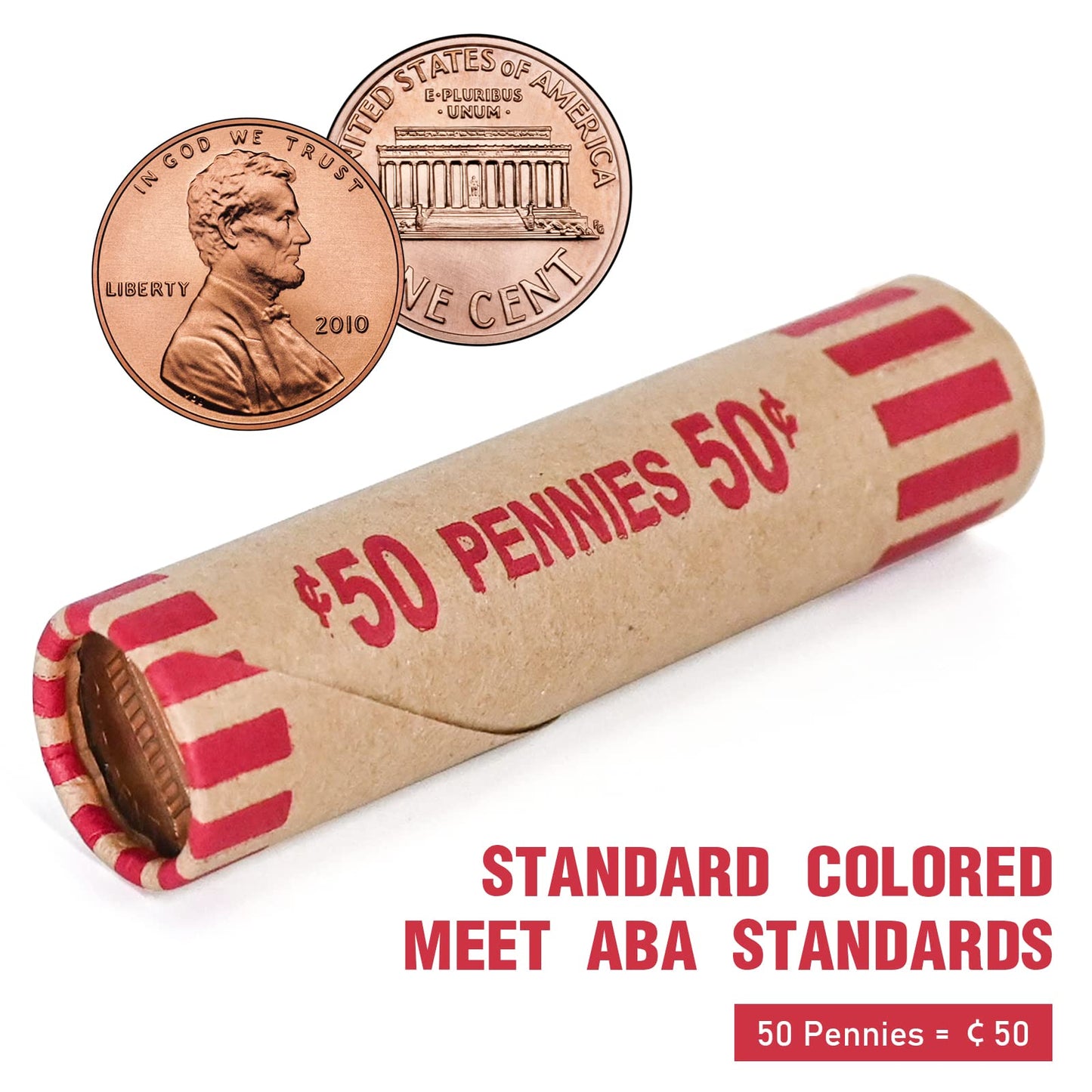 L LIKED 100 PCS Preformed Coin Wrappers Rolls-Pennies